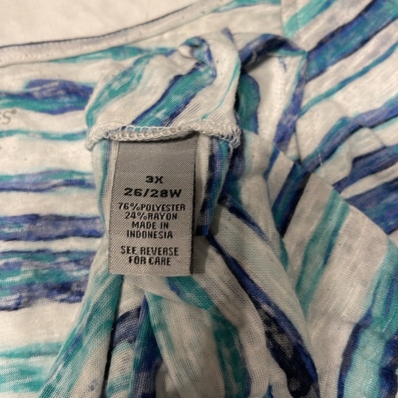 Catherine’s sleeveless 2 tier top. Size 26/28 (3x). Navy and aqua stripes - Picture 5 of 9